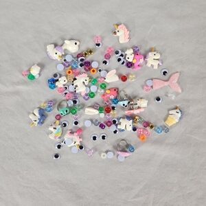 Lot of Craft Embellishments Plastic 3D Unicorn Bunny Whale Lady Bug Google Eyes